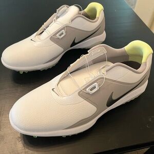 Nike Men's White and Gray BOA Golf Shoes